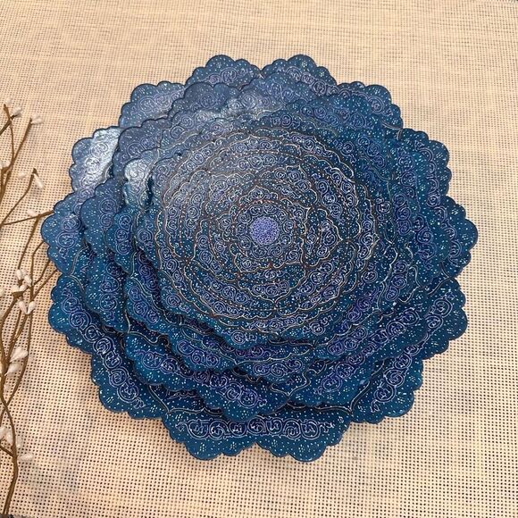 Enamel Handpainted Minakari Blue Stackable Plates Wall Decor Art Vintage 4 pc - Picture 2 of 10